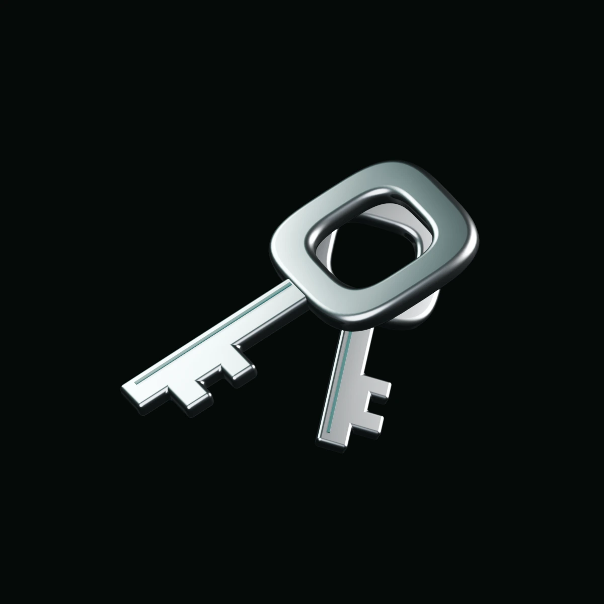 Two polished silver keys, modeled for Fund Daddy